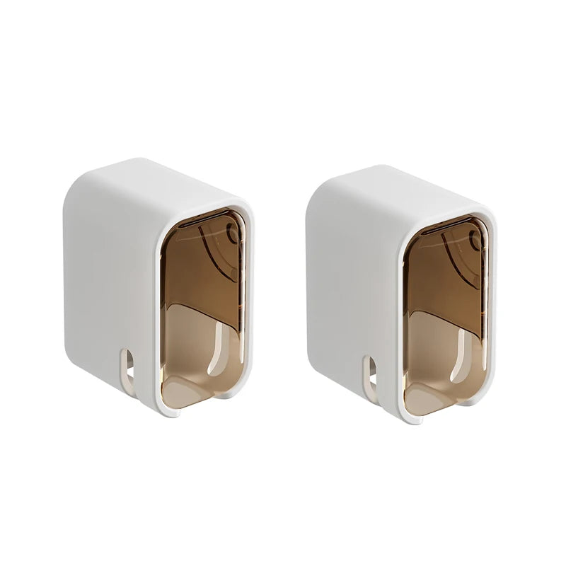 2PCS Flip-top Wall Mounted Toothbrush Rack