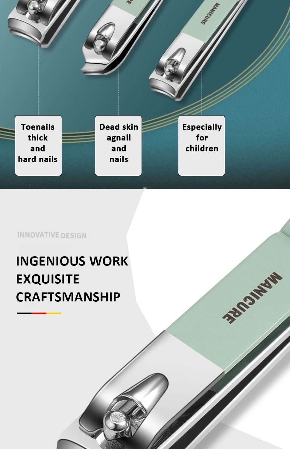 12 or 16 pcs Stainless Steel Manicure/Pedicure Set with Leather case.