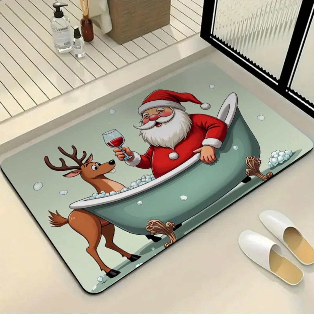 VIKAMA Thick Absorbing Anti-Slip Christmas Machine Washable Floor Mat