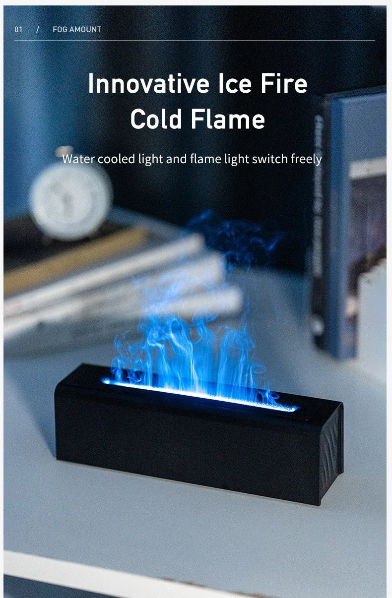 USB Realistic Fire Flame Aromatherapy cool Mist Or Essential Oil Diffuser