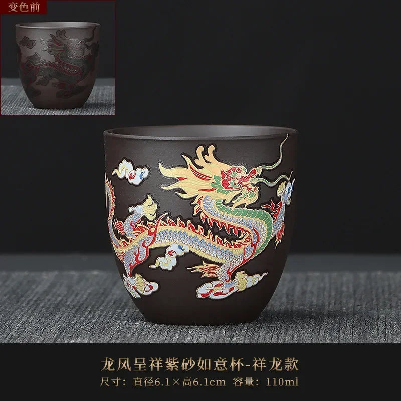 1pcs Tea Cup Changes Color In Hot Water To Dragon Or Phoenix