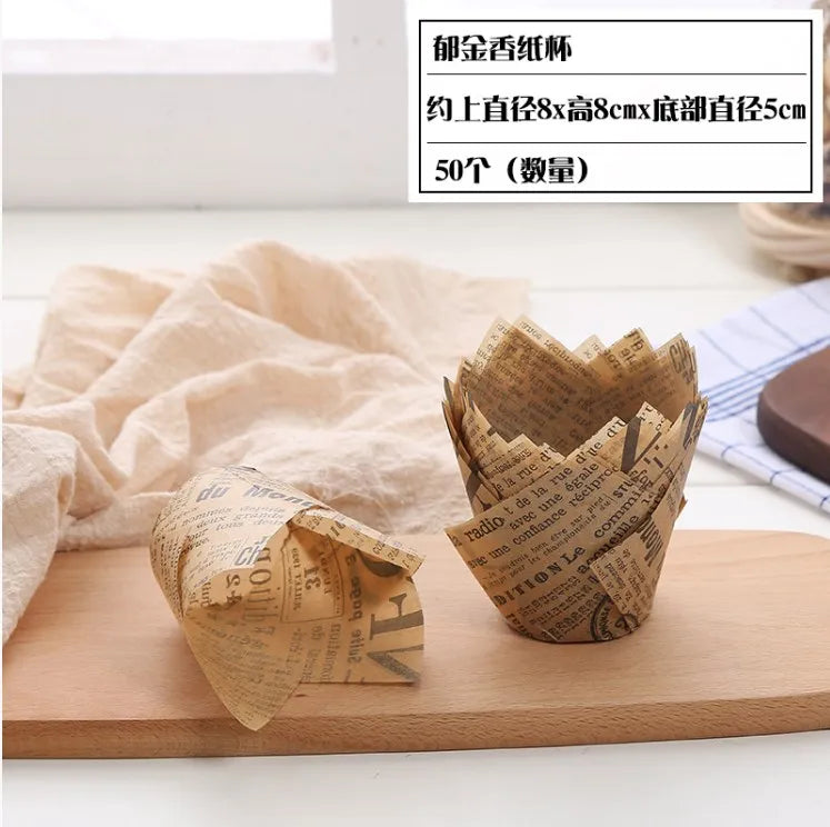 100pcs Oilproof Tulip Muffin Cupcake Liners
