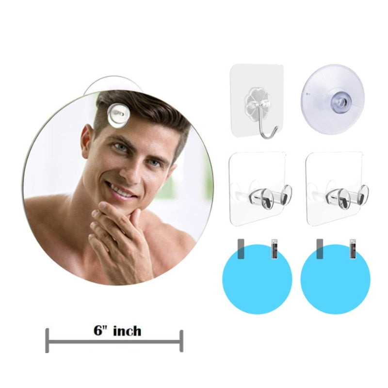 Acrylic Anti Fog Bathroom Shower Mirror With Wall Suction Cups.