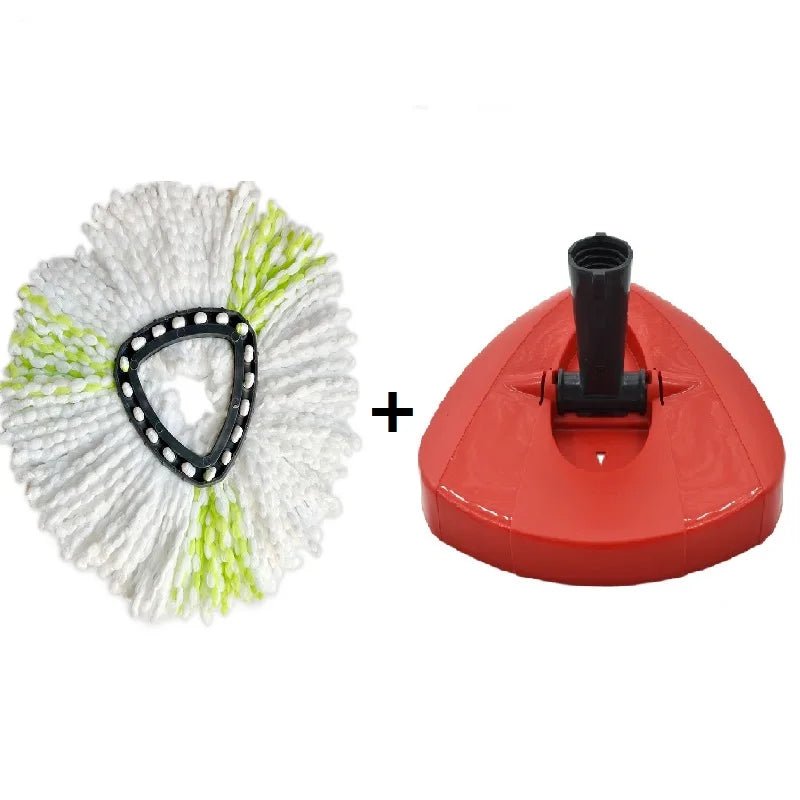 1 SET Triangular Spin Mop Base Head with Replacement Microfiber Pad
