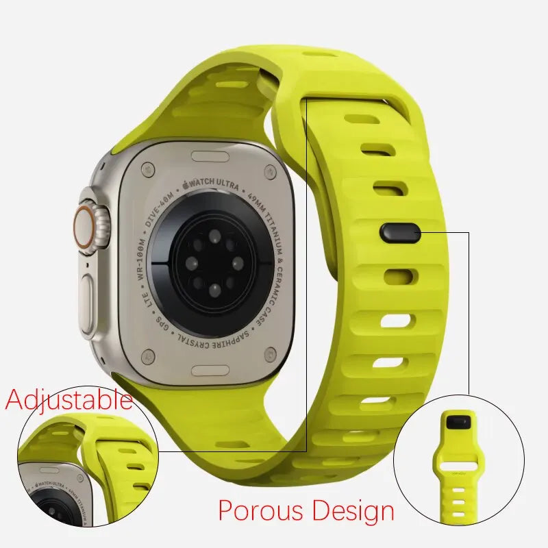 Silicone Straps For Apple Watch Band 9 8 7 6 SE 5 4 3 38mm 40mm 41mm 42mm 44mm 45mm Bracelet iWatch Series Ultra 3 2 1 Band 49mm