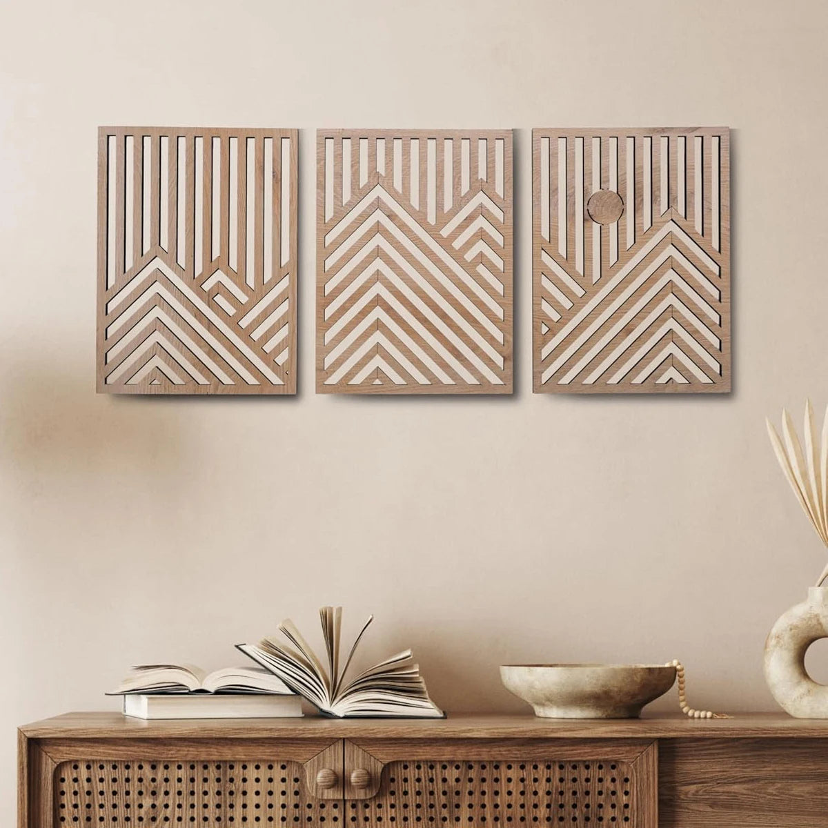 3PCS Retro Wood Indoor Wall Hanging Art