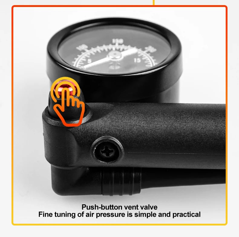 X-TIGER 25cm Portable High-pressure 300psi Bike Air Pump with Gauge