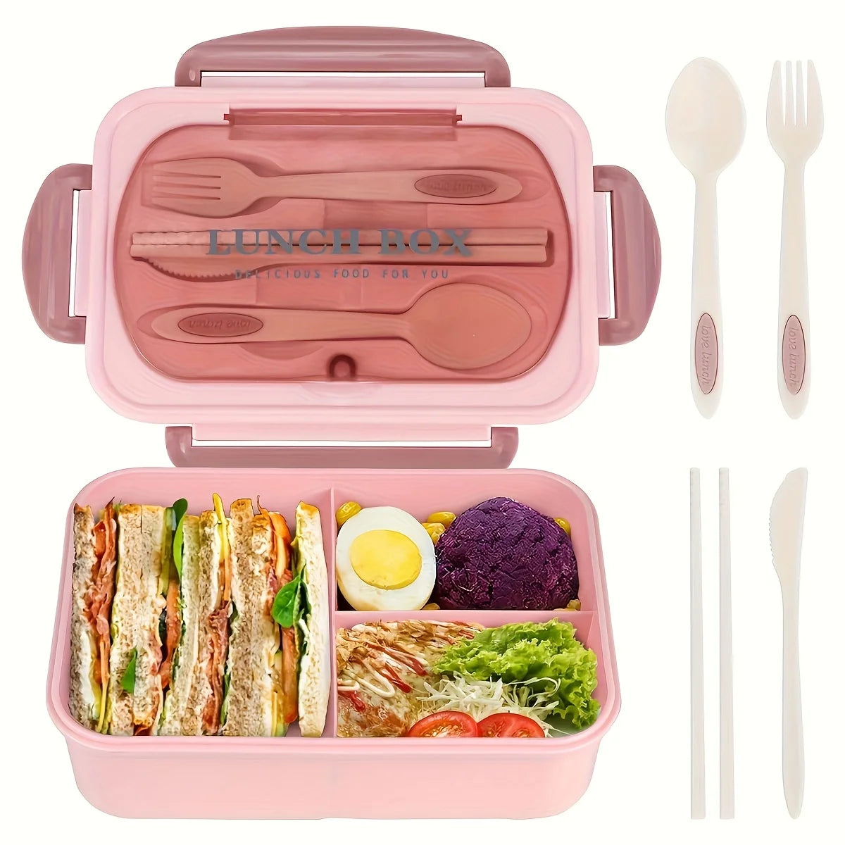 1pc Insulated Microwavable Sealed Lunch Box With Compartments