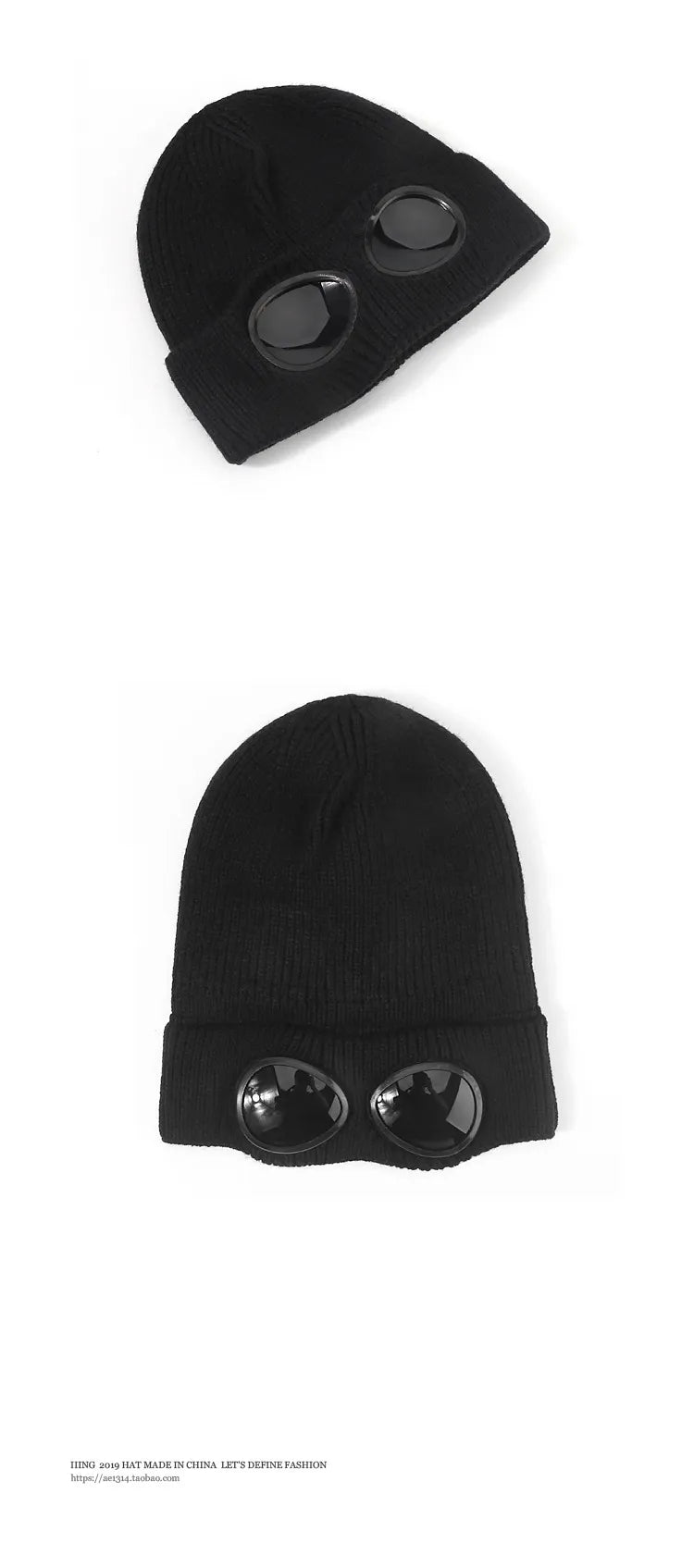 Men And Women's Knitted Beanie With Goggles