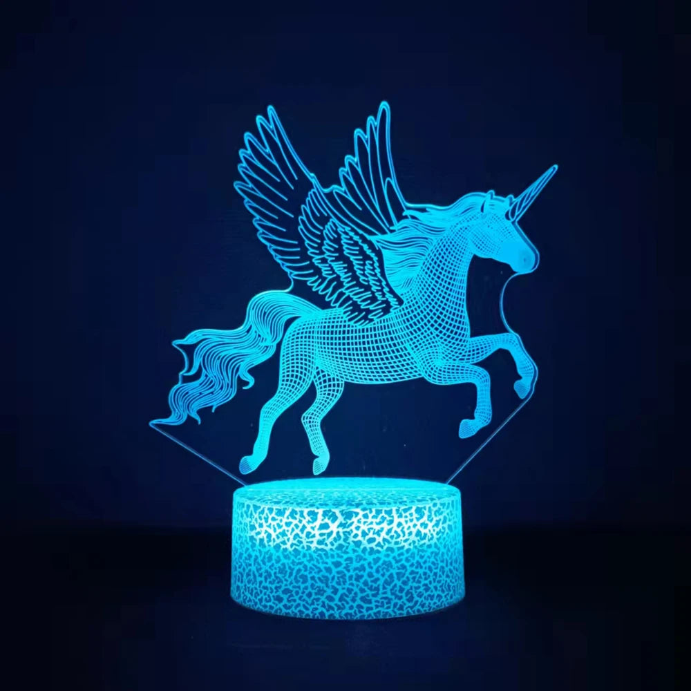 Anime 3D LED Unicorn Nightlight lamp With 16 color remote