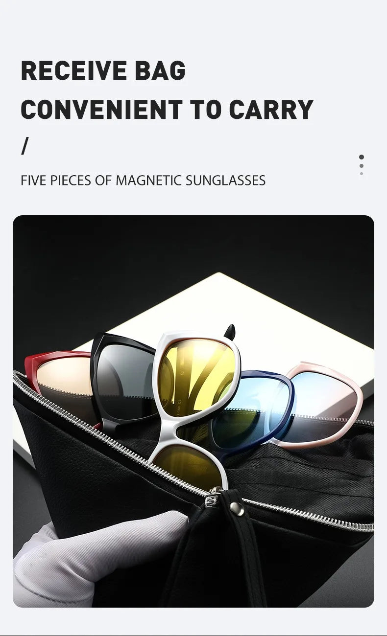 Men Or Women's 5 PCS Clip On Magnetic Polarized UV400-Sunglasses