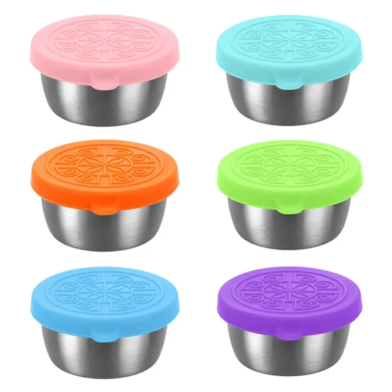 6 Pcs Set Leakproof Stainless Steel Containers With Silicone Stretch Lids