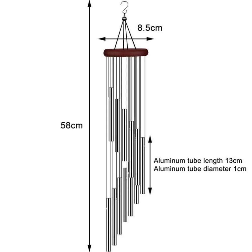 Gold OR Silver Musical 12 Tube Wind Chime.