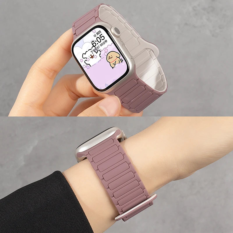 Silicone Magnetic Strap for Apple Watch 46mm 42mm 49mm 45mm 41mm 44mm 40mm Band For IWatch Ultra 2 Series 10 9 8 7 6 SE 5 4 3