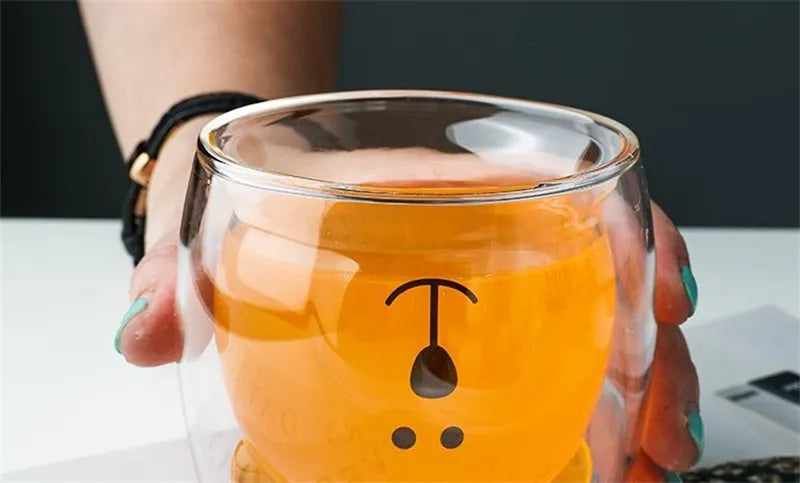 JUSTINLAU Creative Glass Double Wall Insulated Animal Mug