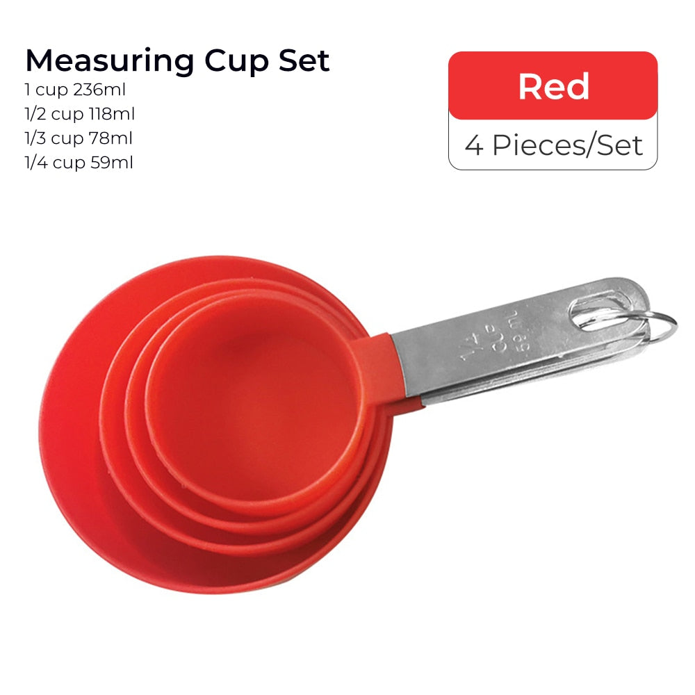 Multicolor 4pcs Stainless Steel Handle Measuring Cup Or spoons.