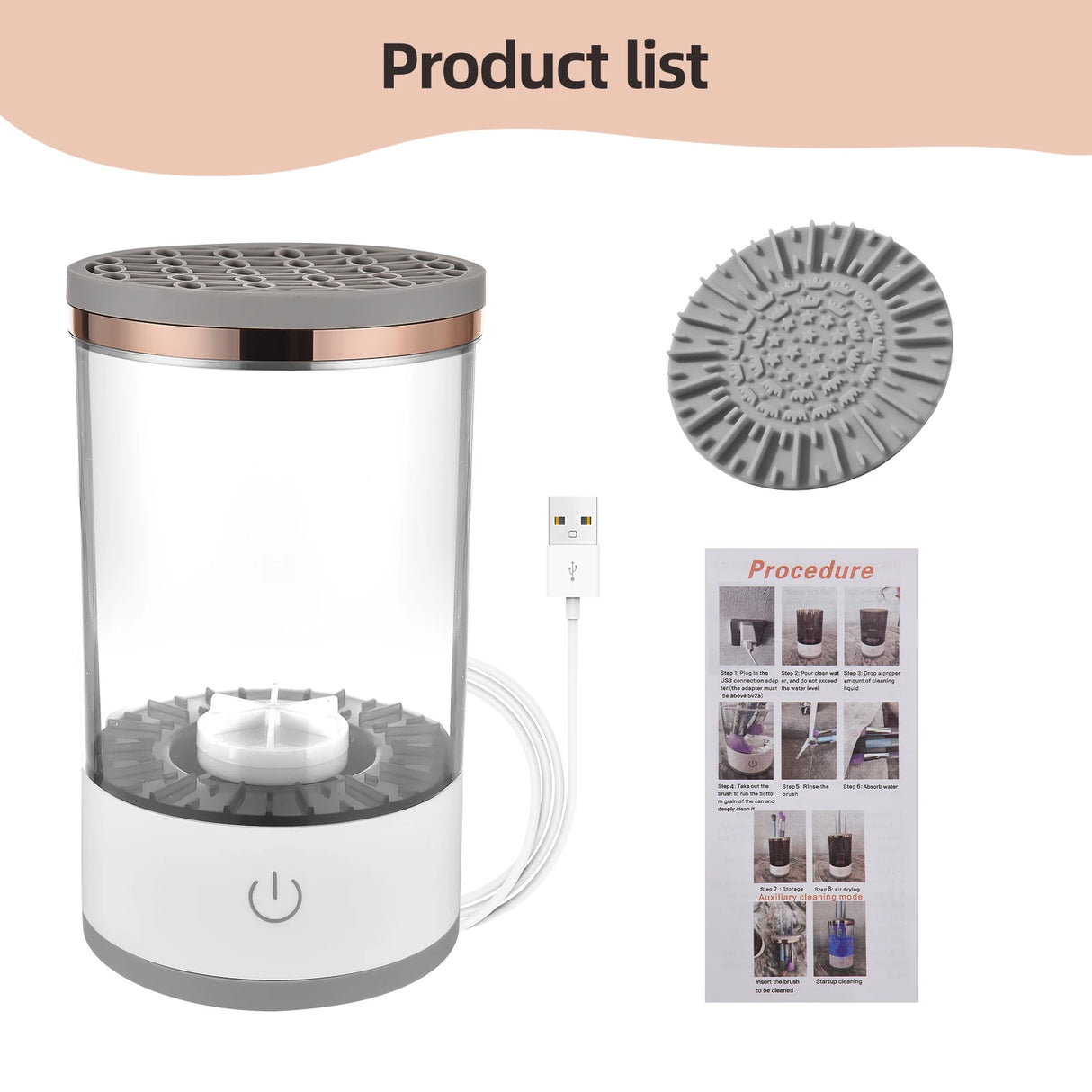 USB Chargeable Cosmetic Brush Cleaner For All Sizes