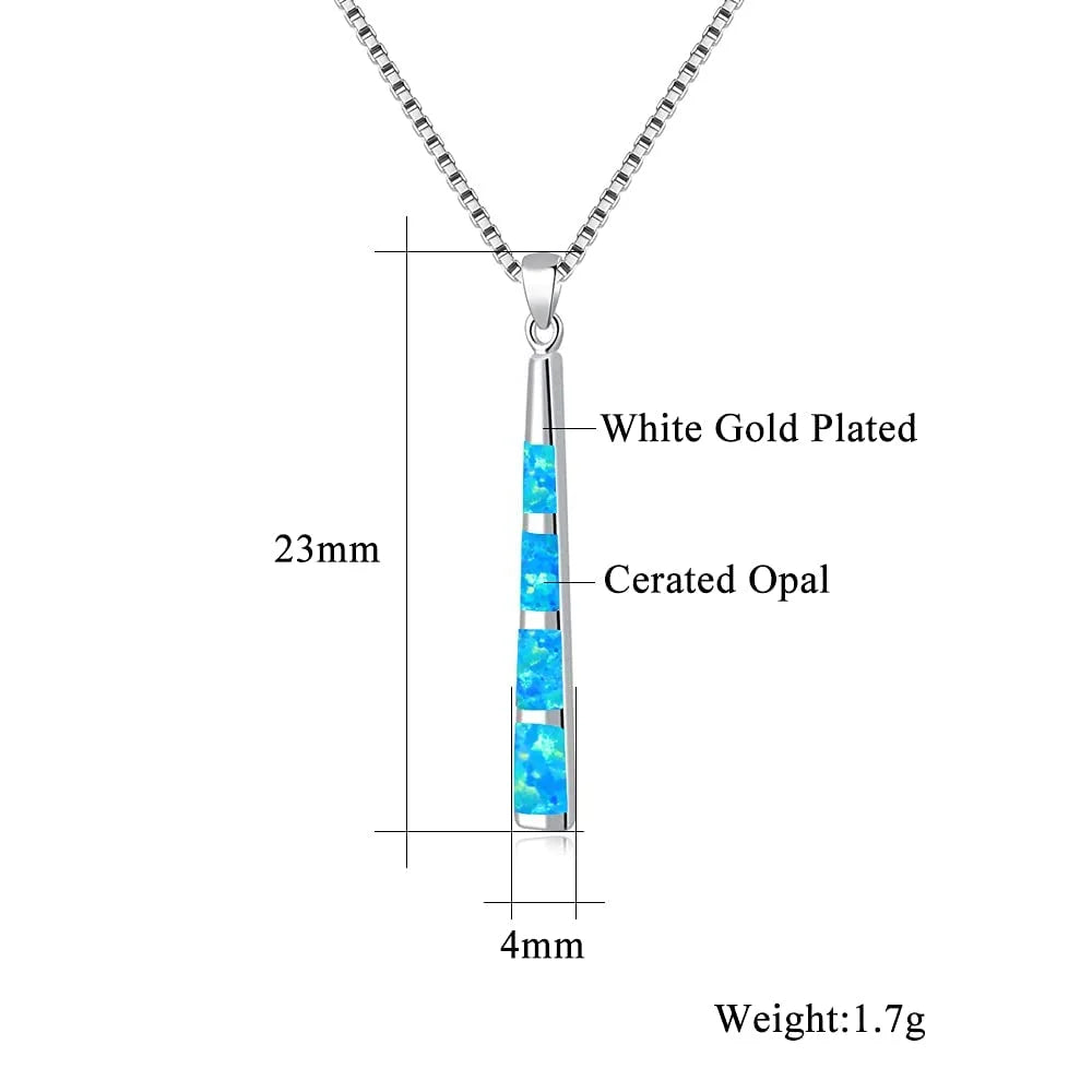 Opal Pendant 14K White Gold Plated Necklace