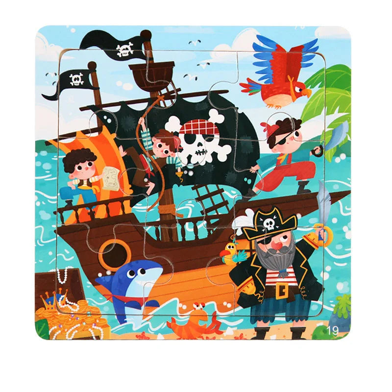 11x11cm Wooden 3d Cartoon Puzzle