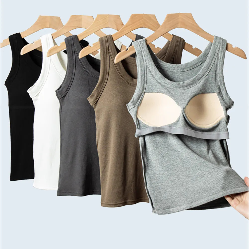 Women Ribbed Camisole with Pads