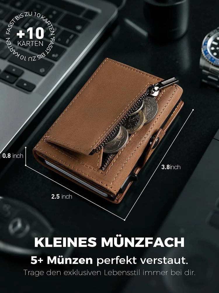 Men's Genuine Leather RFID Wallet With Coin Pocket