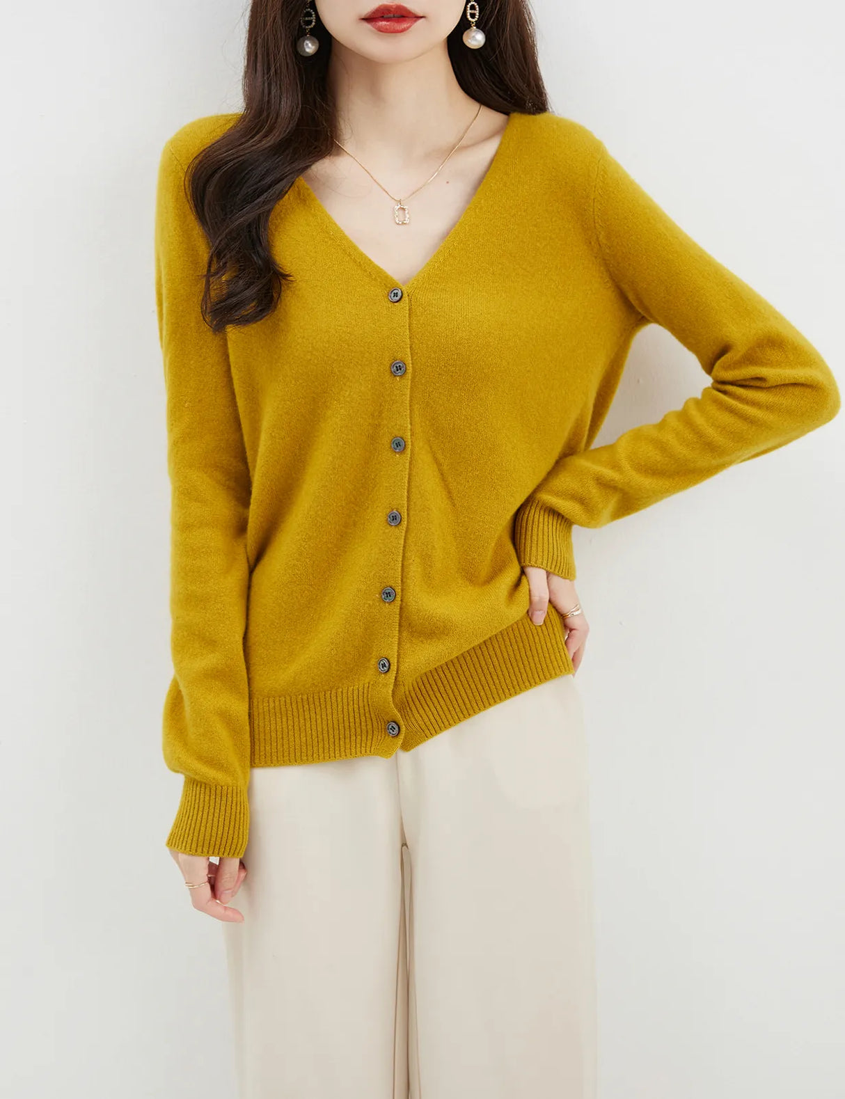 Women's Long Sleeve, V Neck, 100% Soft Merino Wool Cardigans.