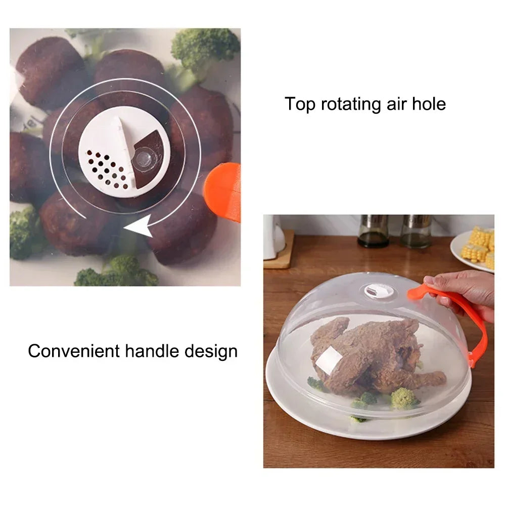 Microwave Transparent Plate Cover With Steam Vent And Handle