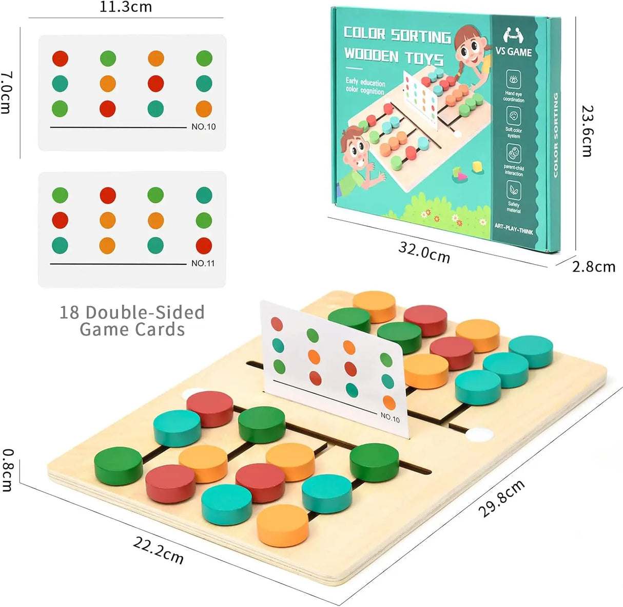 Toddlers Wooden Colorful Slide Matching Puzzle Board Game