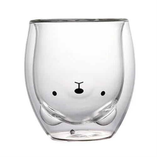 JUSTINLAU Creative Glass Double Wall Insulated Animal Mug