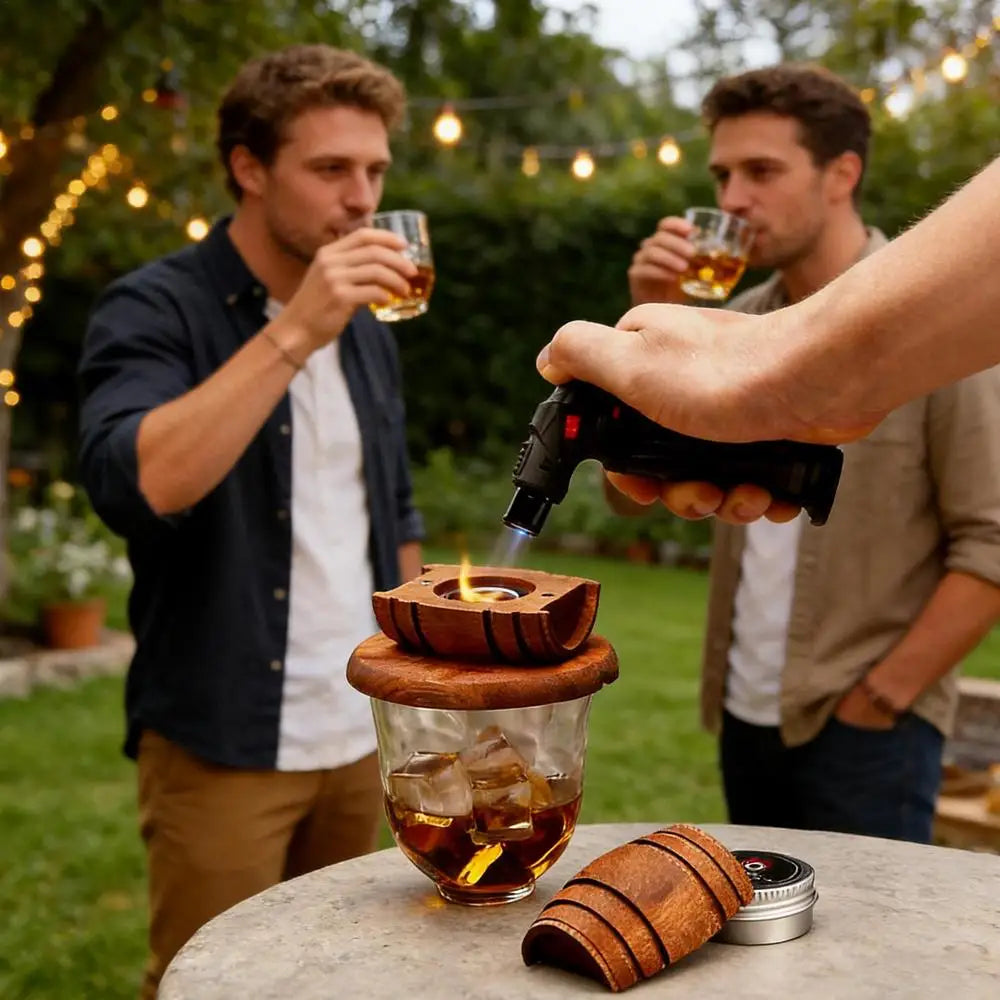 Wooden Smoke Infuser For Old Fashioned Bourbon Drinks