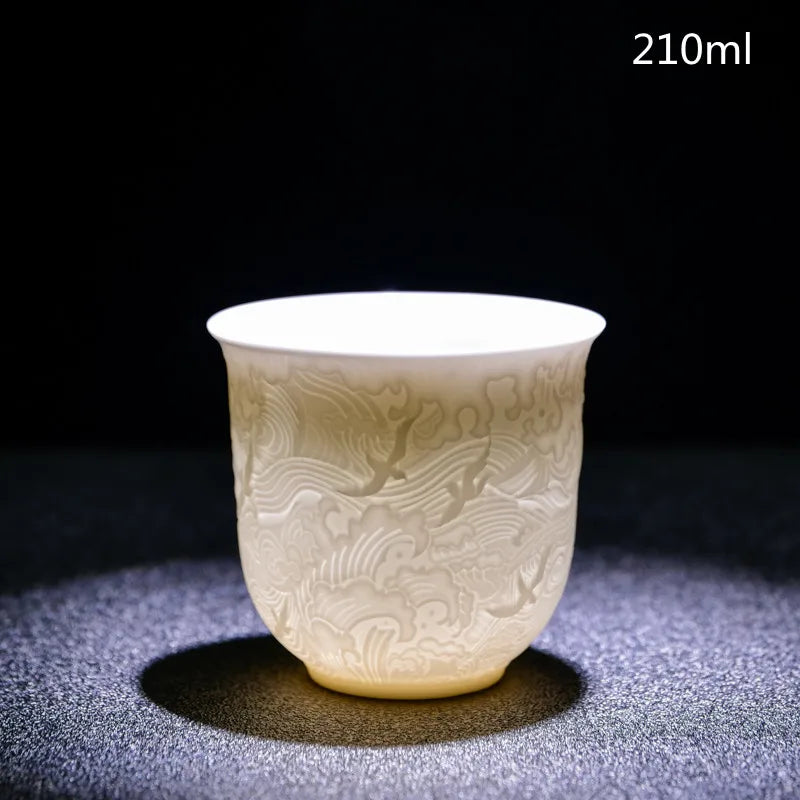 Chinese Three-dimensional White Porcelain Tea Cup