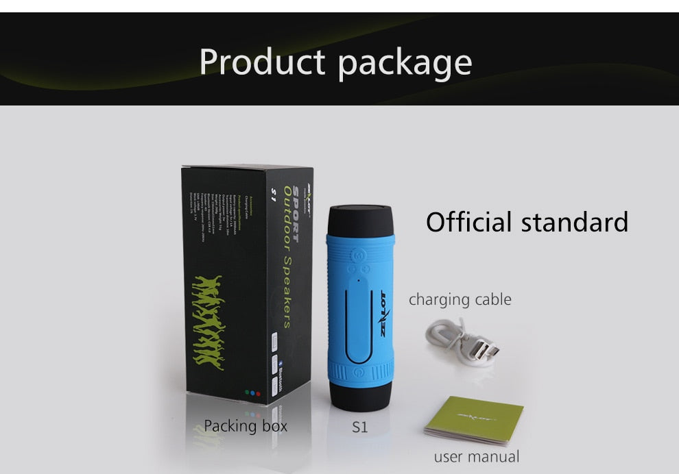 Zealot S1 Waterproof, Wireless Bluetooth Speaker With Bike Mount and Flashlight.