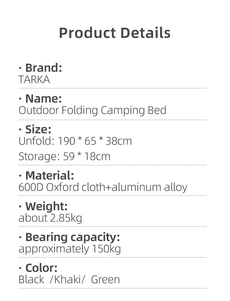 TARKA Folding Camp-cot For Camping And Fishing