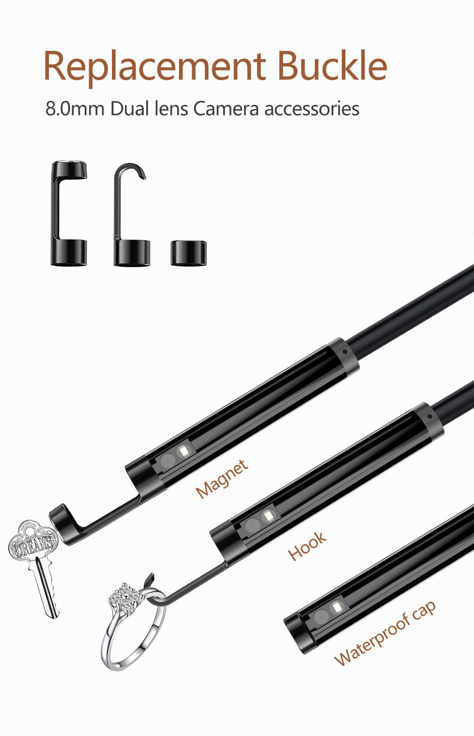 Industrial Borescope IP68 Waterproof With 8 LED Camera. 1080P 4.3 Inch IPS Single Or Dual Lens .