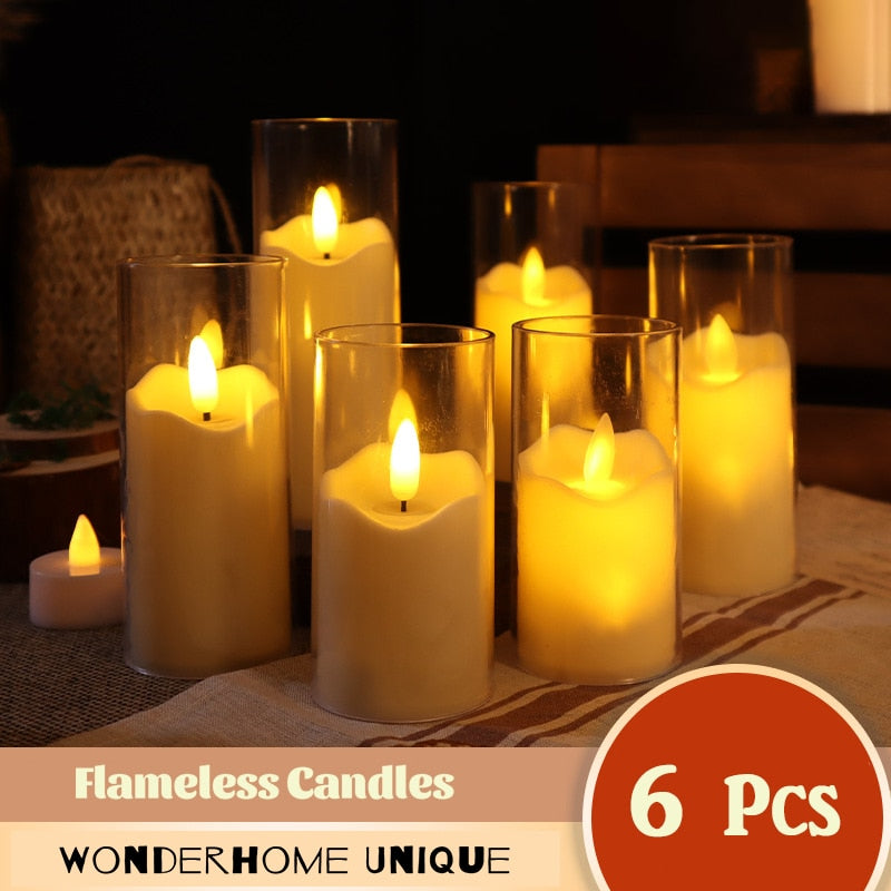 6Pcs Led Flameless Acrylic Battery Candles.