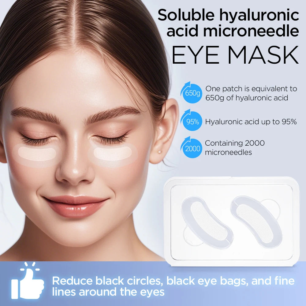 1-10PCS Hyaluronic Acid Microneedle Eye Patches Mask for Anti Wrinkle Or Aging Dark