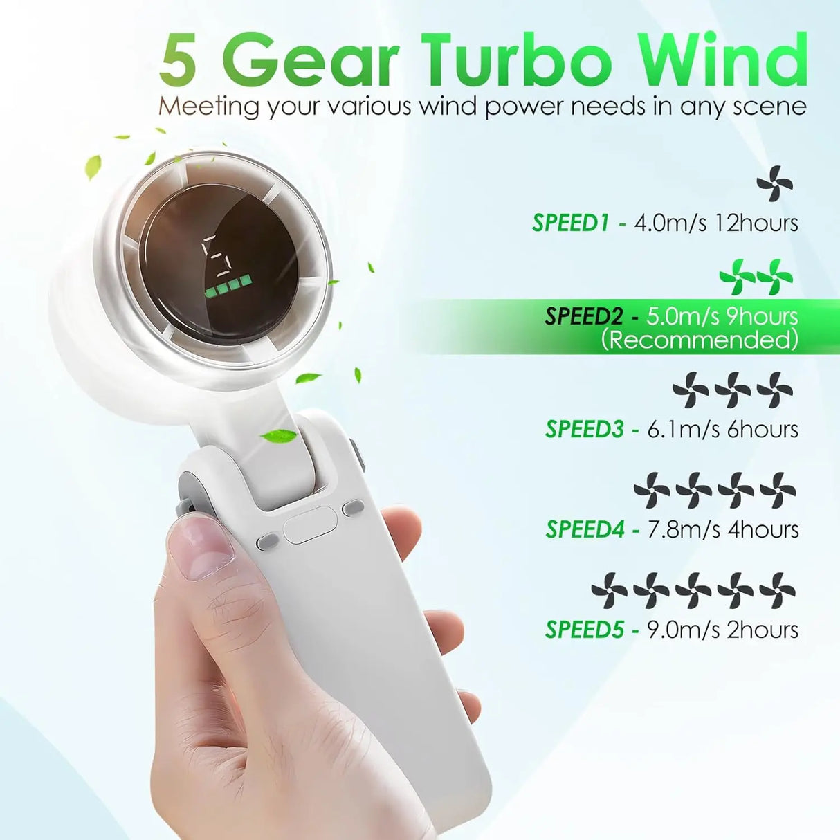 USB Charging Mini Handheld High-speed Digital Display Fan