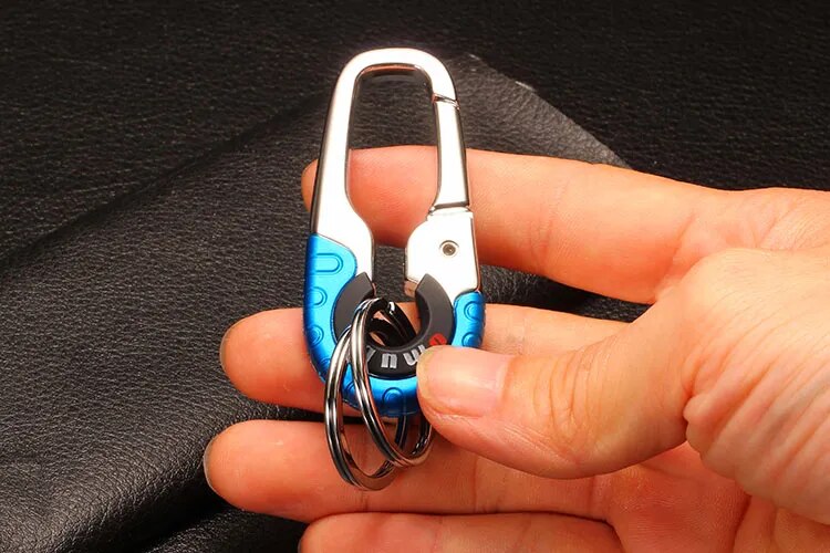 Stainless Steel, Double Ring Carabiner Keychain Buckle Clip.