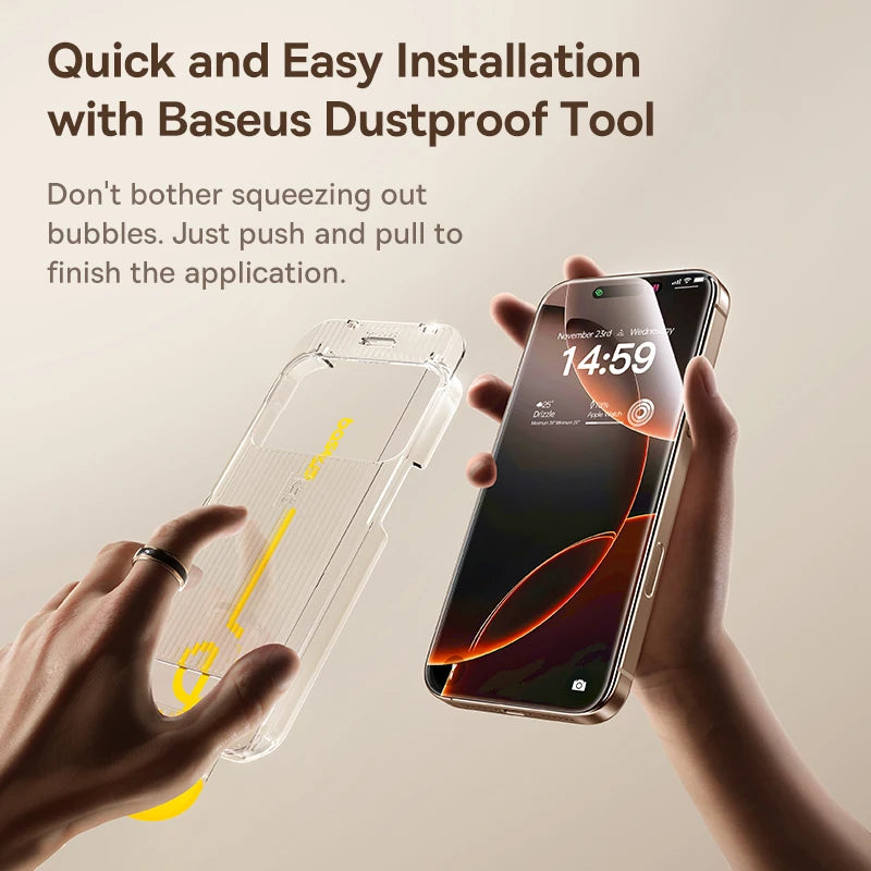 Baseus Full-View 0.3mm Tempered Glass Screen Protector For iPhone 13 14 15 16 17 Pro Max And iPhone 17 Air