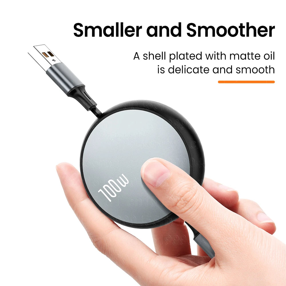 3in1 Retractable Fast Charge USB To 8 pin/Type C 6A 100W USB Cable for iPhone 14 13 12 Pro Max