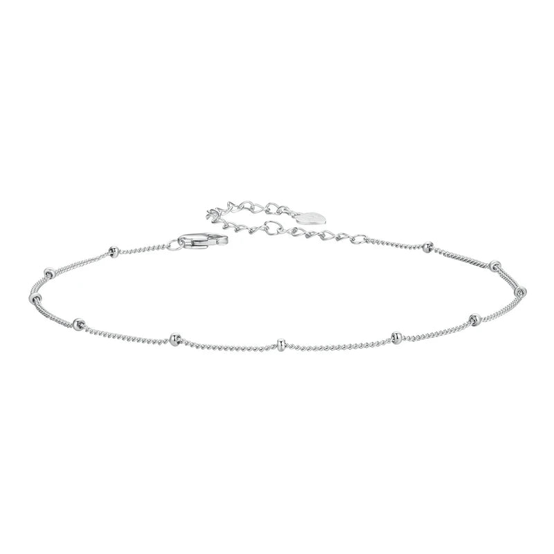 BAMOER 925 Sterling Silver Snake Adjustable Chain Anklet Bracelet