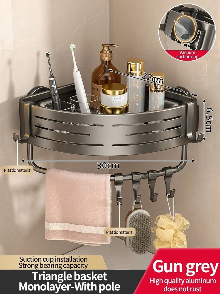 Wall Mounted Triangle/Rectangle Suction Cup Shelf Great For Showers Or Kitchens