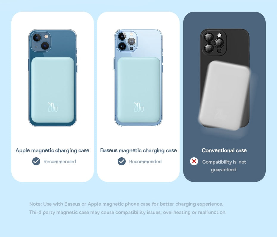 Baseus Power Bank 10000mAh Mini Magnetic Wireless Fast Charge with Auto-wake For iPhone 14 13 12 Pro Max Magsafe