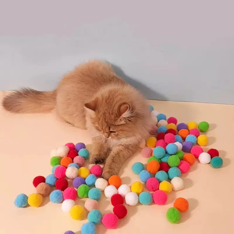 Mini Plush Balls/ Pompoms Launch Toys For Pets.