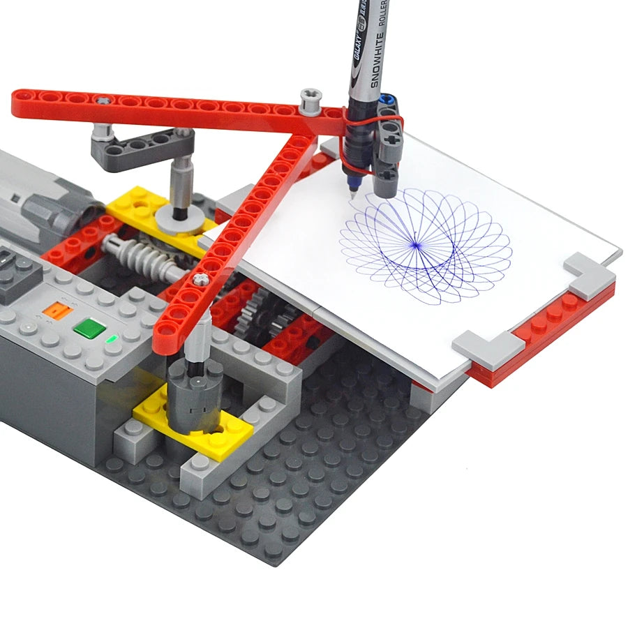 MOC 5110 Plotter Electric Motor Bricks Machine Model Drawings Technical Assemble Building Blocks