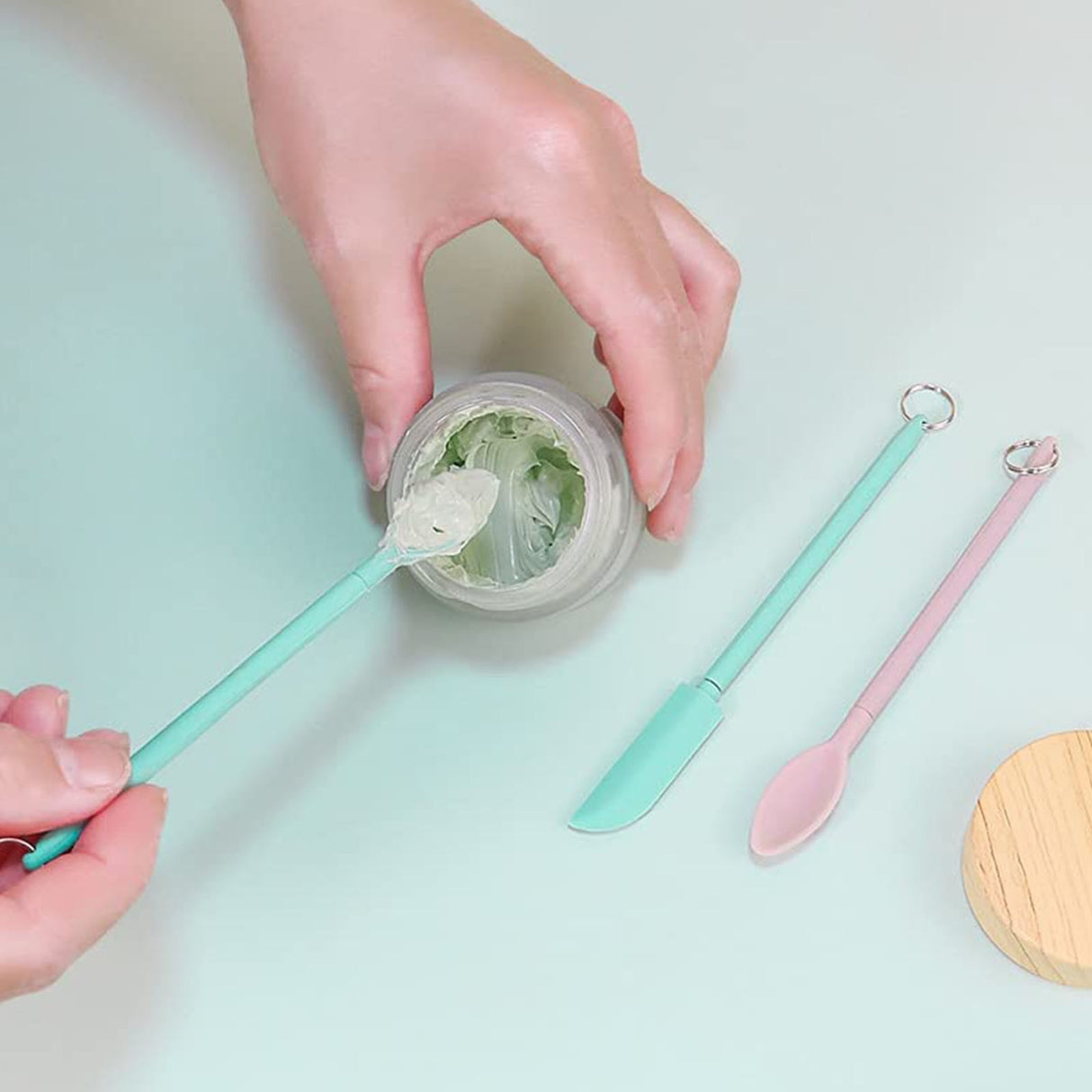 Mini Silicone Long Handle Spatula, Great for Cosmetic jars.