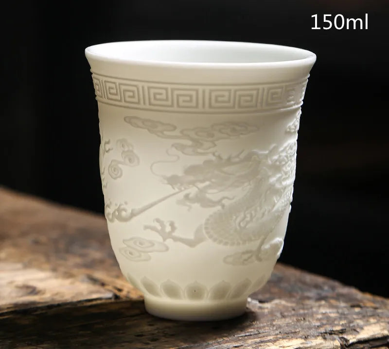 Chinese Three-dimensional White Porcelain Tea Cup