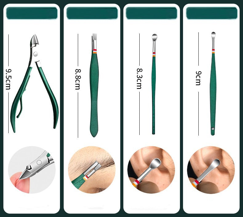 12-16pcs Stainless Steel Manicure Set With Folding Bag.