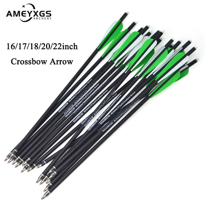 12pcs Archery Carbon Arrow 16/17/18/20/22inch Crossbow Bolts Diameter 8.8mm Arrows for Outdoor Shooting.