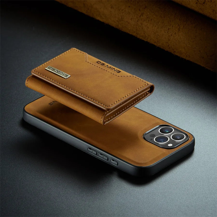Magnetic Leather Wallet Case for iPhone 15 14 Plus 11 12 13 16 Pro